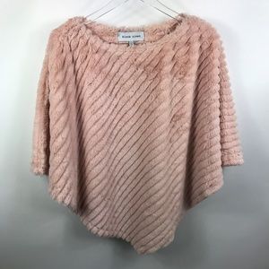 Black Rivet Pink Faux Fur Poncho Sz L / XL